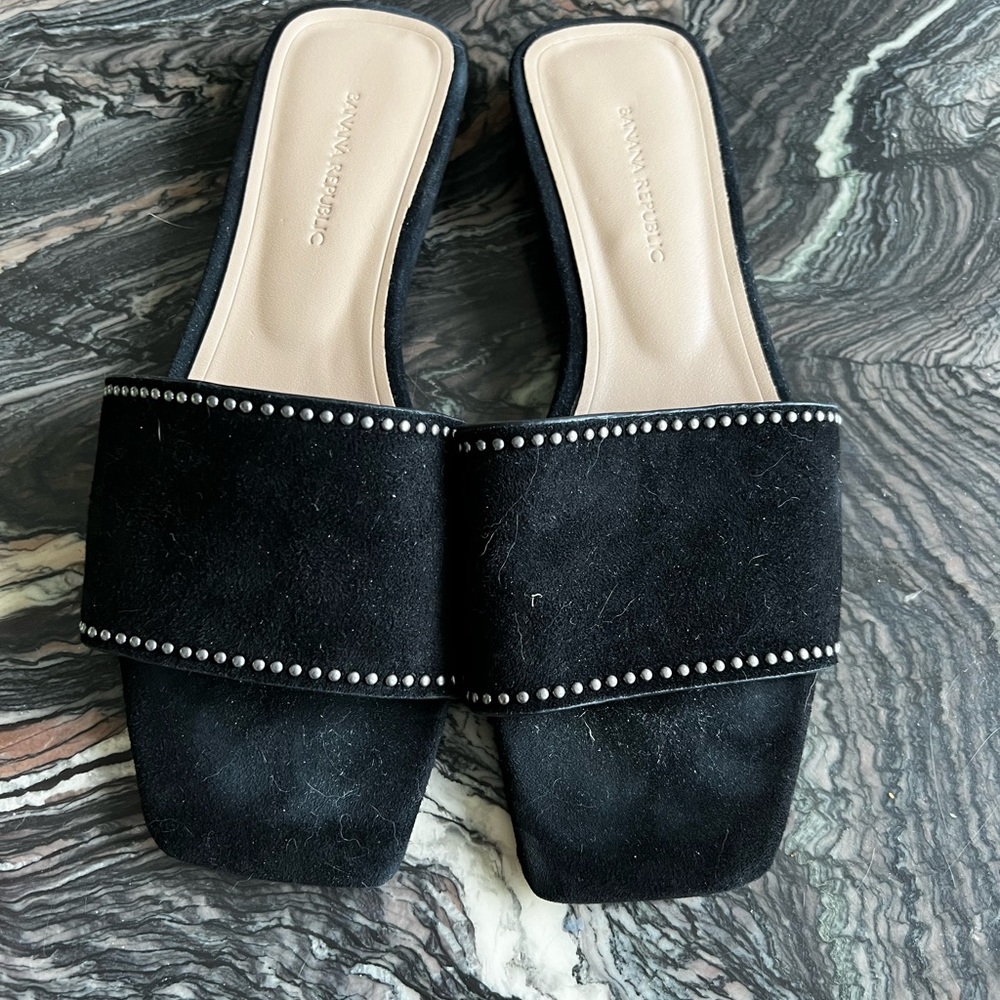 Suede studded Banana republic slides